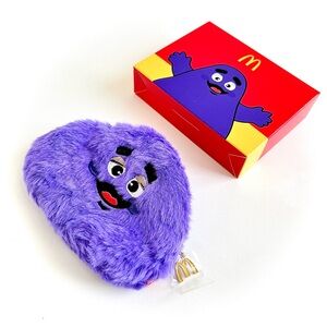 McDonald's Limited Edition Collectible Grimace Purple Fuzzy Plush Coin Purse